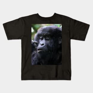 Juvenile Mountain Gorilla, Kwitonda Group, Rwanda, East Africa Kids T-Shirt